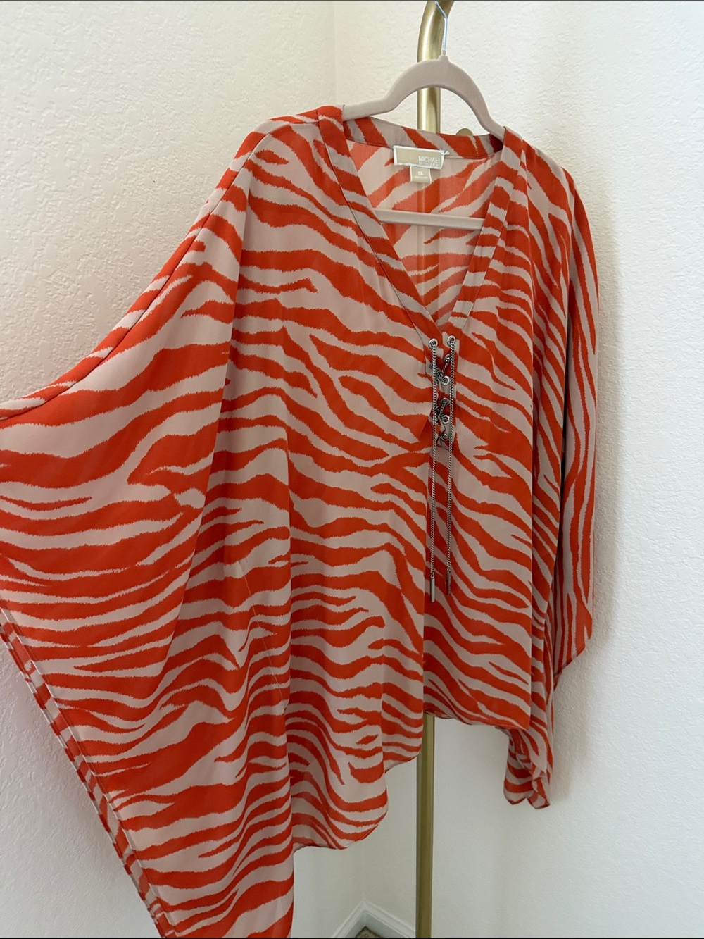 MICHAEL Michael Kors Zebra-Print V-Neck Blouse